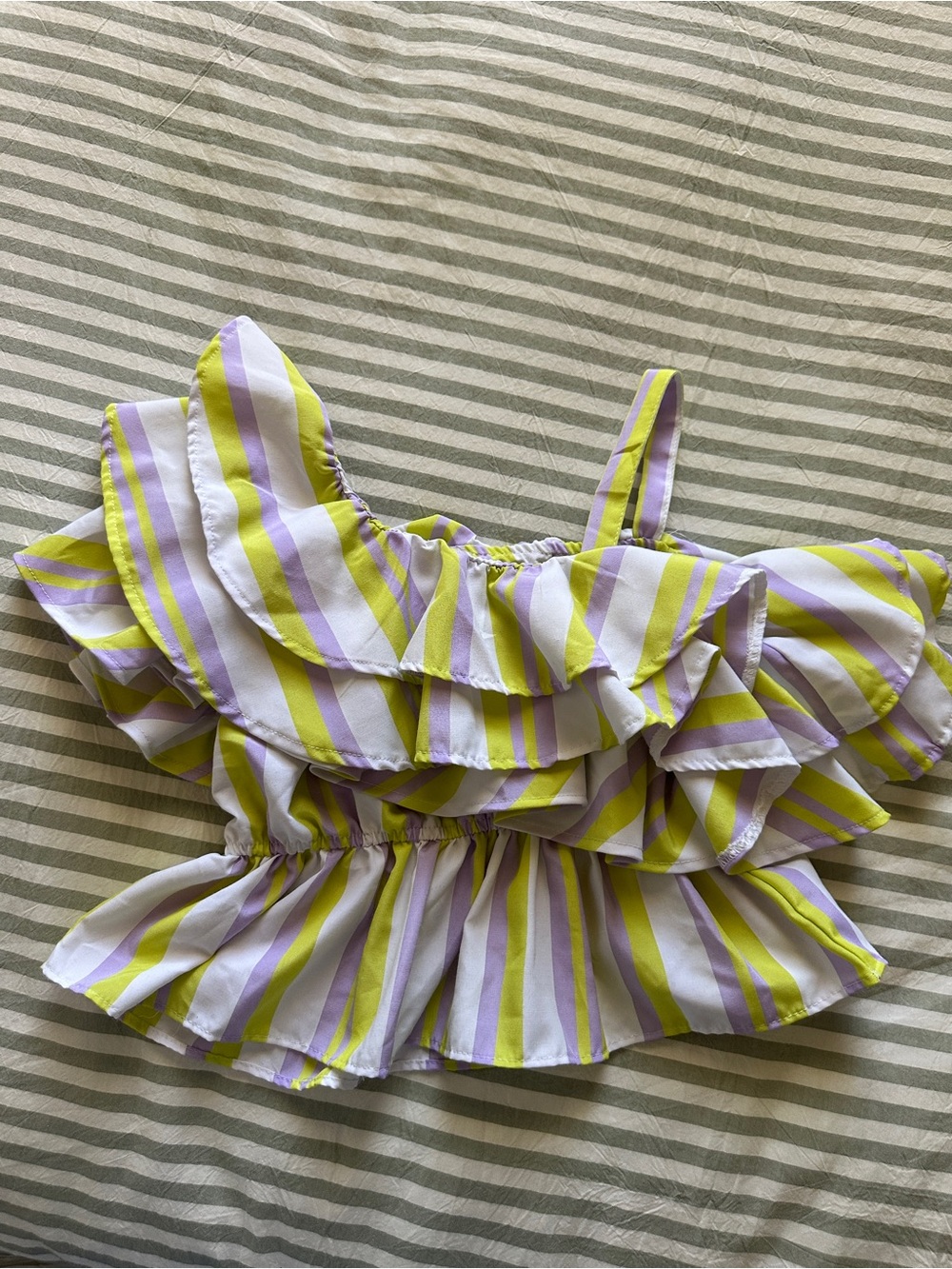 Habitual Striped Ruffle Camisole in Lime & Lavender